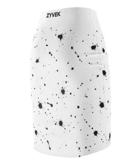 ZYVEK InkSplash Pencil Skirt – Artistic Minimalist Streetwear
