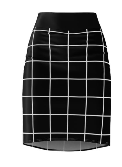 ZYVEK GridFit Pencil Skirt – Modern Minimalist Streetwear Skirt