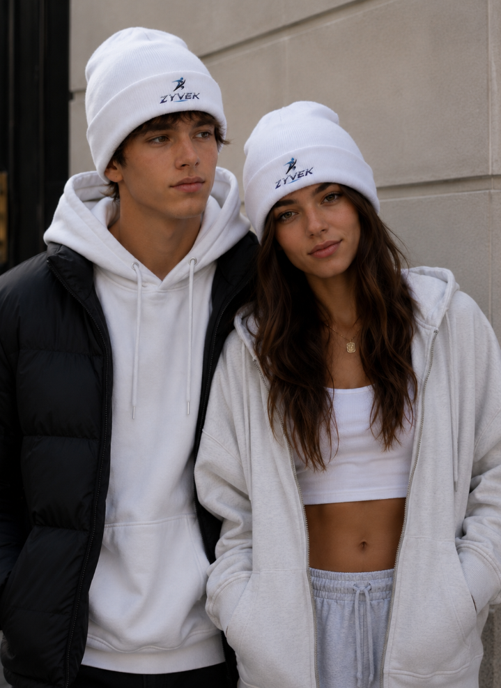 Embroidered Winter Beanie — Blue Wave Surfer Cuffed Hat