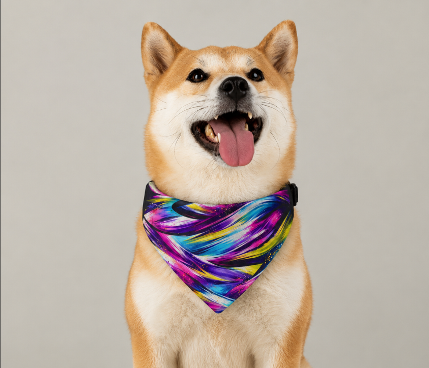 ColorWave Dog Bandana Collar – Vibrant Stylish Pet Accessory