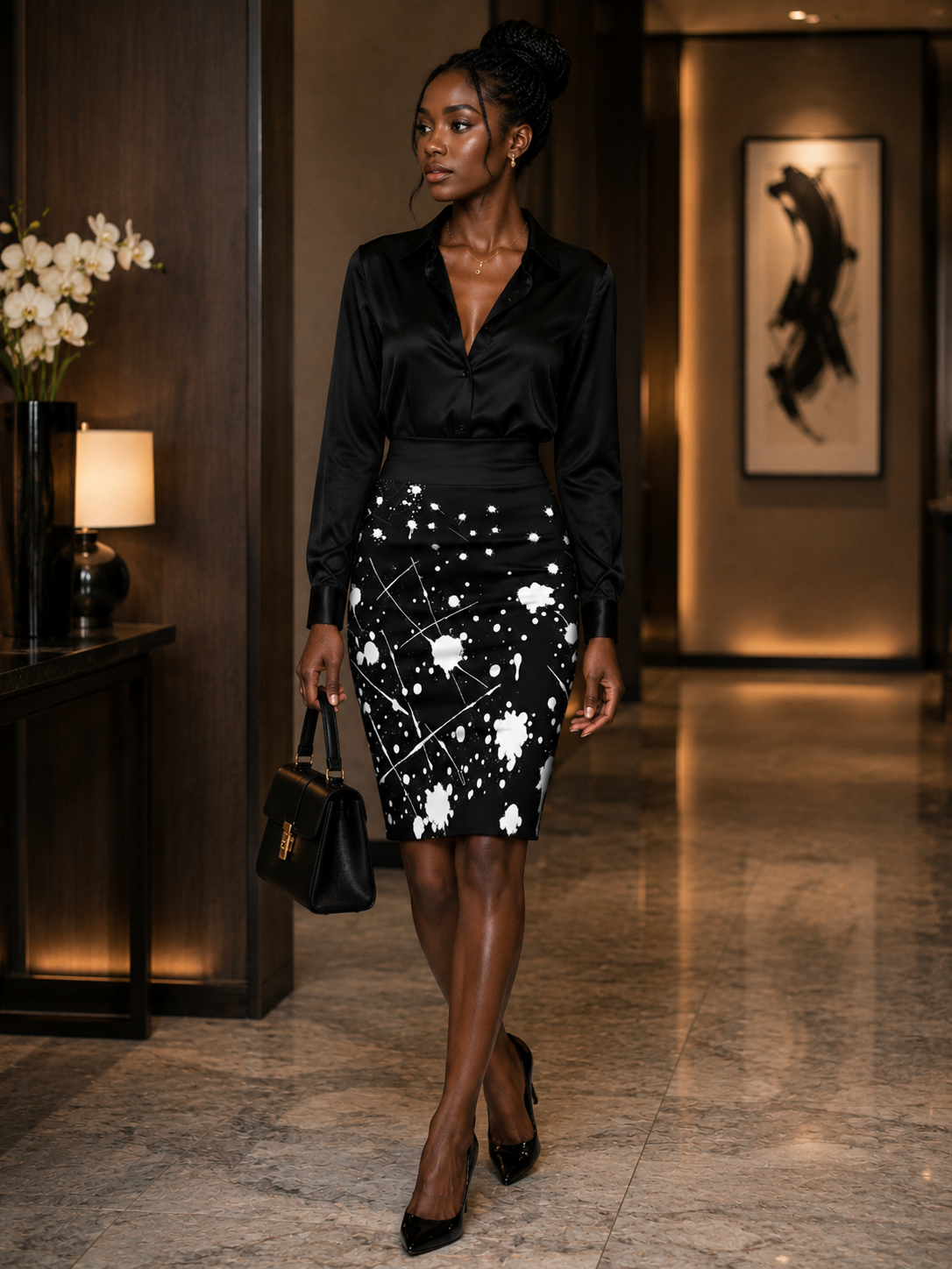 ZYVEK NightSplash Pencil Skirt – Bold Urban Streetwear Skirt