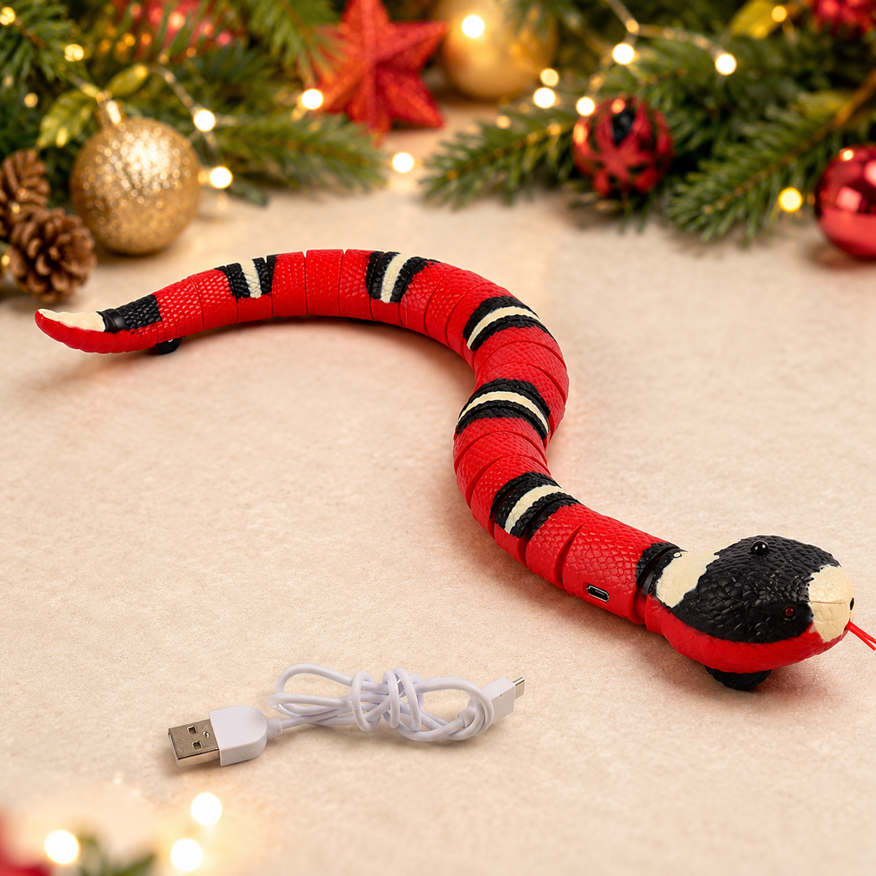 Smart Sensing Interactive Snake Toy for Cats – USB Rechargeable Automatic Pet Toy.  remote control